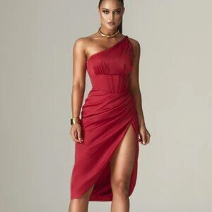 Harper Corset Satin Midi Dress (Maroon) XXL (I normally wear a size 12)